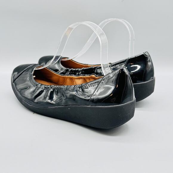 FitFlop Shoes Women 10 Black Patent Leather F-Pop Slip On Ballet Flats Comfort - Picture 5 of 12